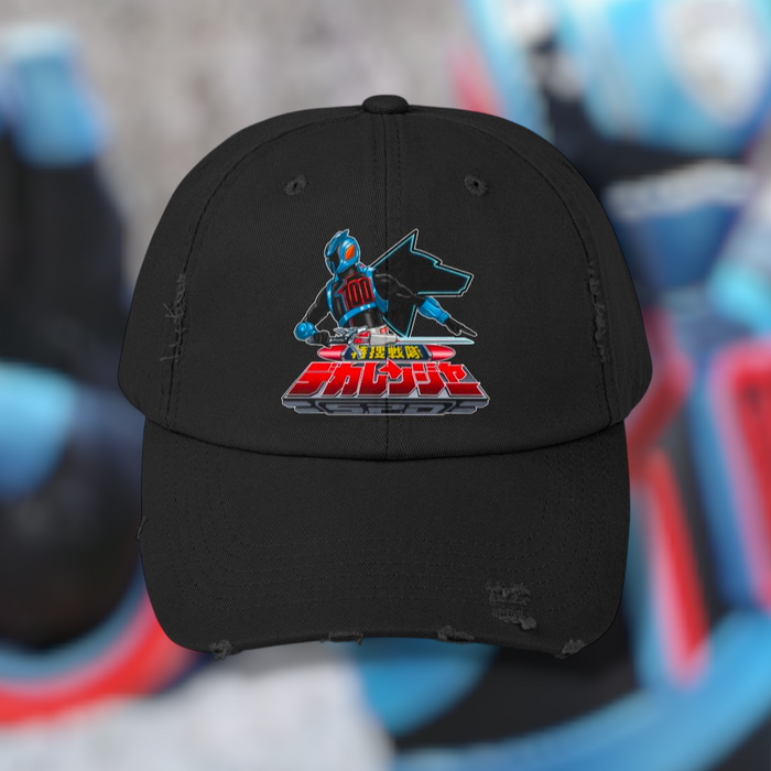 Dekaranger Shadow Ranger Distressed Hat Super Sentai T Shirt Custom Graphic Art Cosplay Shirts  Retro Vintage 90s