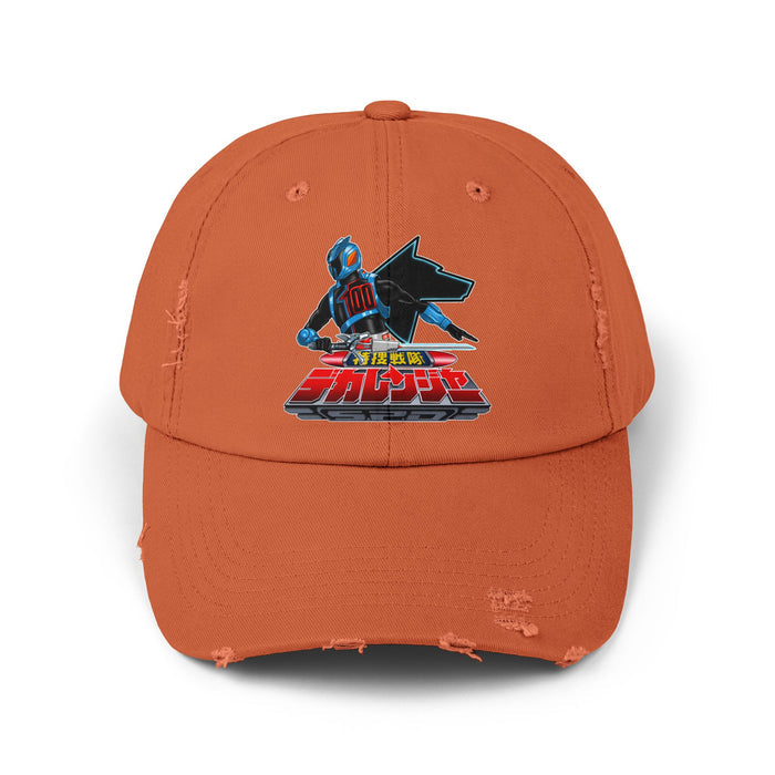 Dekaranger Shadow Ranger Distressed Hat Super Sentai T Shirt Custom Graphic Art Cosplay Shirts  Retro Vintage 90s