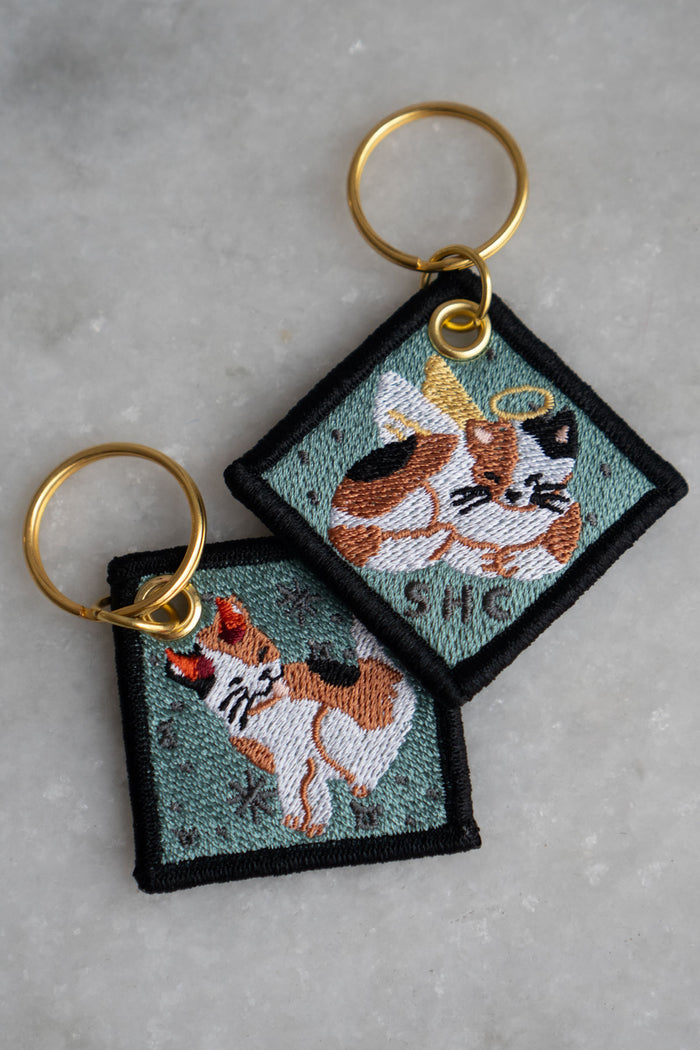 Duality Cat - Embroidered Keychain