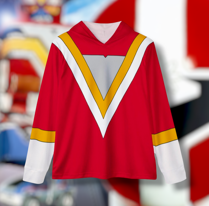Fiveman Red Hoodie (Full Print) Super Sentai Custom Lightweight, Breathable, Workout, Pull over, Fitness, Retro