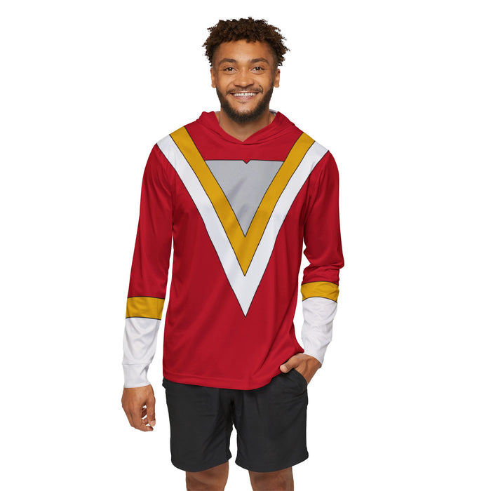 Fiveman Red Hoodie (Full Print) Super Sentai Custom Lightweight, Breathable, Workout, Pull over, Fitness, Retro