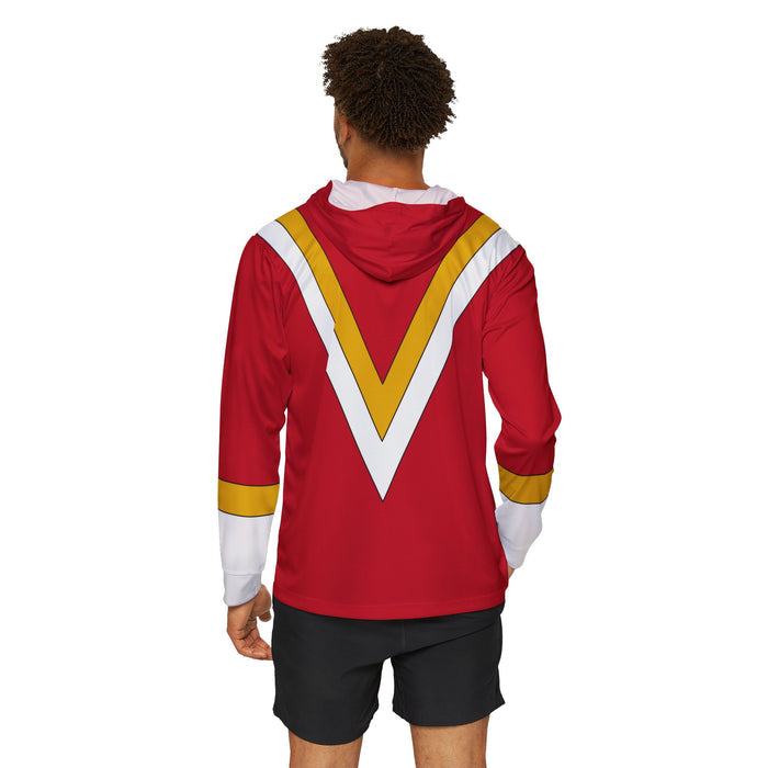 Fiveman Red Hoodie (Full Print) Super Sentai Custom Lightweight, Breathable, Workout, Pull over, Fitness, Retro