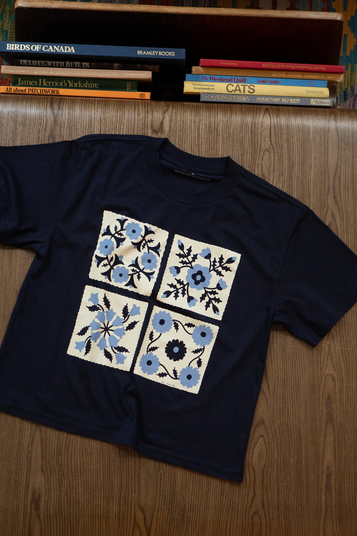 Four Blocks Slouch Tee | Ink Blue