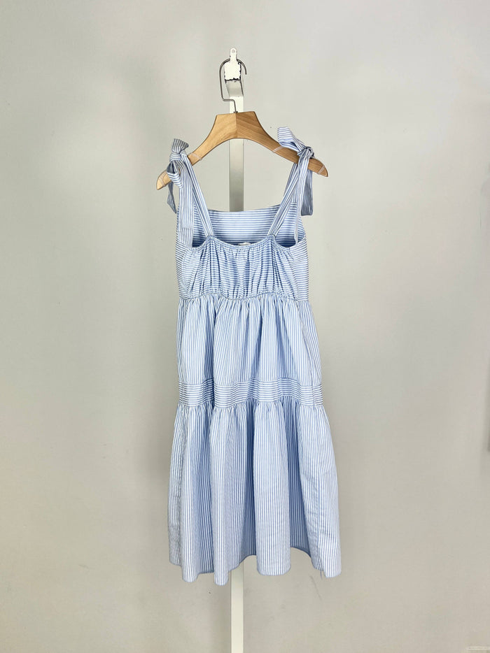 Gestreiftes Baumwollkleid mit Bindeträger für Mädchen