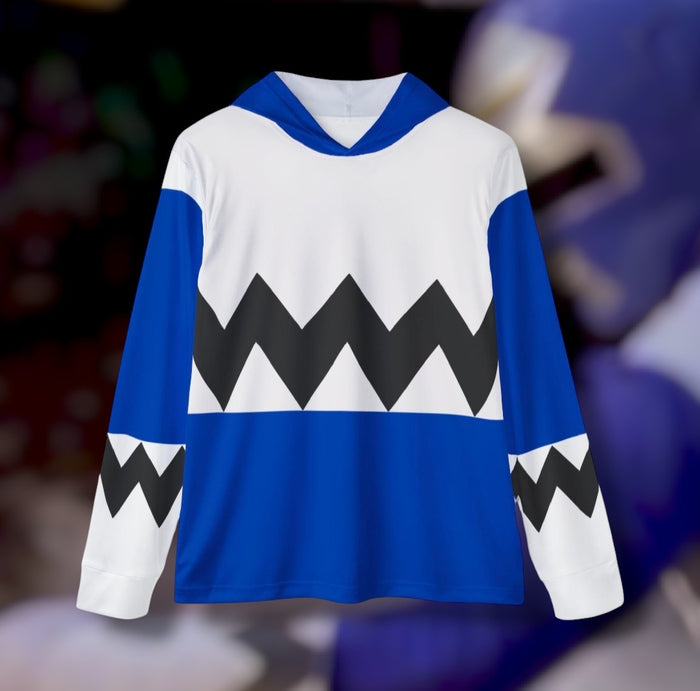 Gingaman Blue Hoodie (Full Print) Super Sentai Custom Lightweight, Breathable, Workout, Pull over, Fitness, Retro