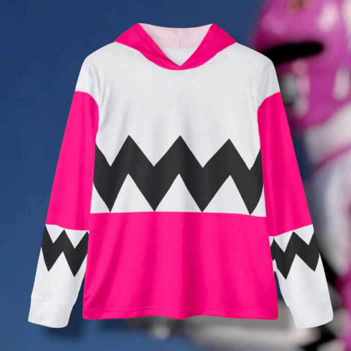Gingaman Pink Hoodie (Full Print) Super Sentai Custom Lightweight, Breathable, Workout, Pull over, Fitness, Retro