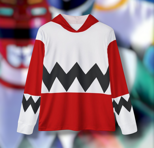 Gingaman Red Hoodie (Full Print) Super Sentai Custom Lightweight, Breathable, Workout, Pull over, Fitness, Retro