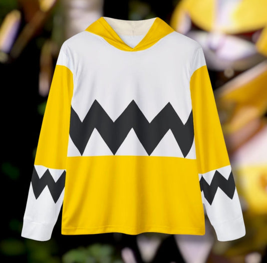 Gingaman Yellow Hoodie (Full Print) Super Sentai Custom Lightweight, Breathable, Workout, Pull over, Fitness, Retro
