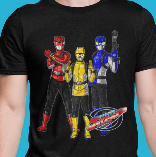 Go Busters team Tee Super Sentai T Shirt Custom Graphic Art Cosplay Shirts Rangers Retro Vintage 90s