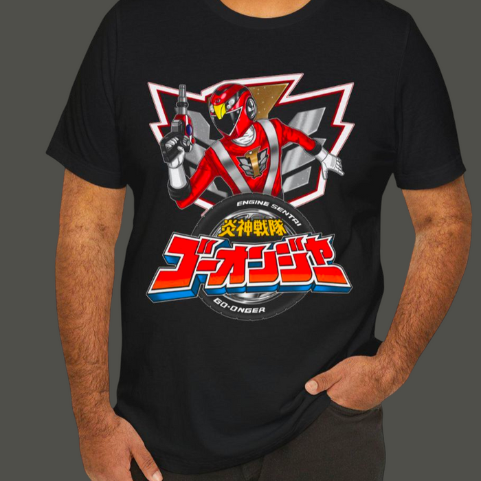 Go-onger Go On Red Tee Super Sentai T Shirt Custom Graphic Art Cosplay Shirts Rangers Retro Vintage 90s
