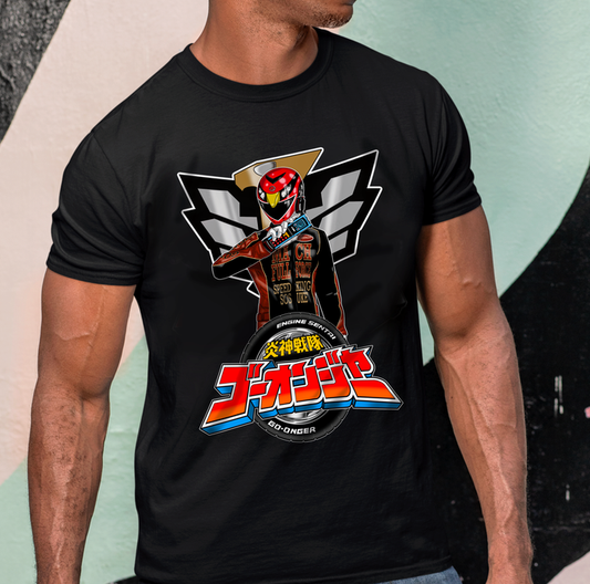 Super Sentai Inspired Go-Onger T shirt featuring Red ranger in his jacket