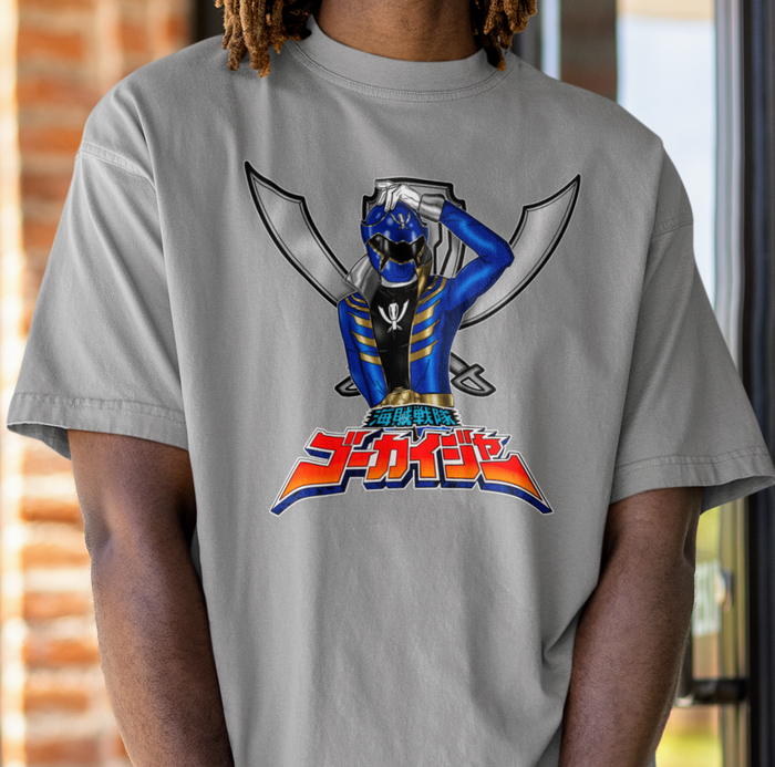 Gokaiger Gokai blue Tee Super Sentai T Shirt Custom Graphic Art Cosplay Shirts Rangers Retro Vintage 90s