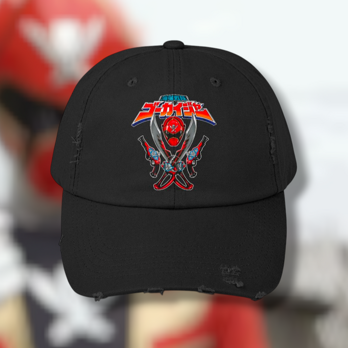 Gokaiger Gokai Red Ranger Distressed Hat Super Sentai T Shirt Custom Graphic Art Cosplay Shirts  Retro Vintage 90s