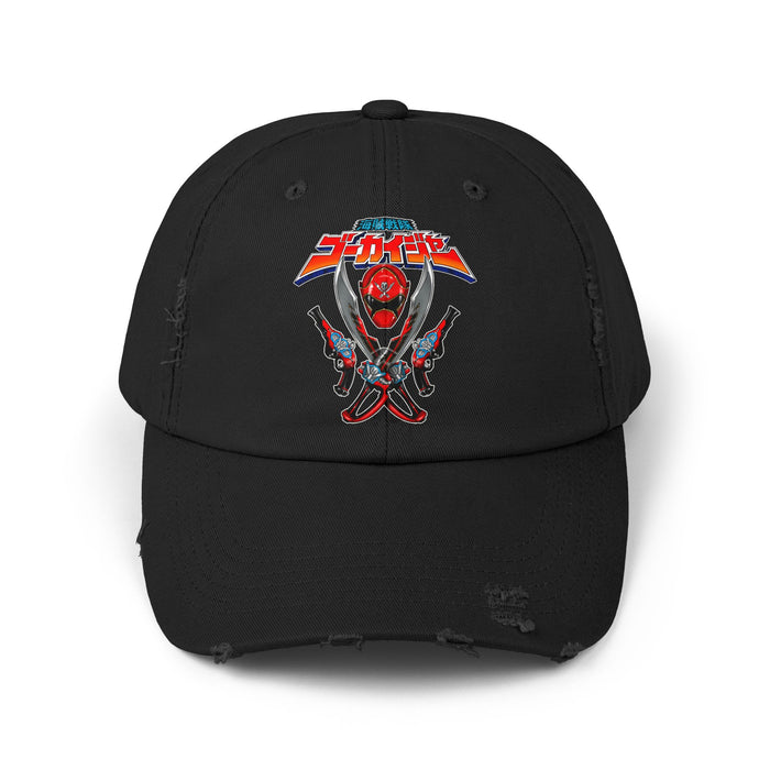 Gokaiger Gokai Red Ranger Distressed Hat Super Sentai T Shirt Custom Graphic Art Cosplay Shirts  Retro Vintage 90s