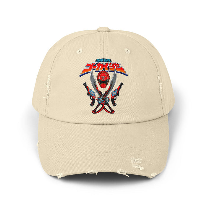 Gokaiger Gokai Red Ranger Distressed Hat Super Sentai T Shirt Custom Graphic Art Cosplay Shirts  Retro Vintage 90s