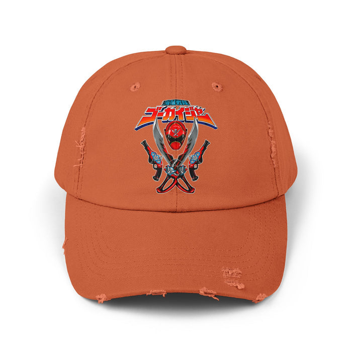 Gokaiger Gokai Red Ranger Distressed Hat Super Sentai T Shirt Custom Graphic Art Cosplay Shirts  Retro Vintage 90s