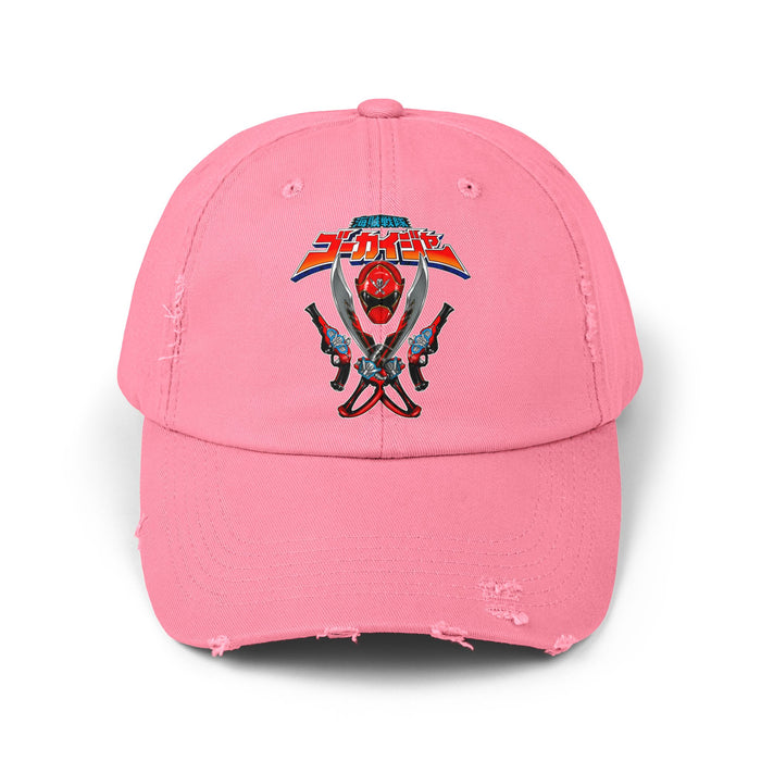 Gokaiger Gokai Red Ranger Distressed Hat Super Sentai T Shirt Custom Graphic Art Cosplay Shirts  Retro Vintage 90s