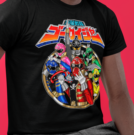 Gokaiger Team Tee Custom Graphic Art Cosplay Shirts Rangers Retro Vintage 90s