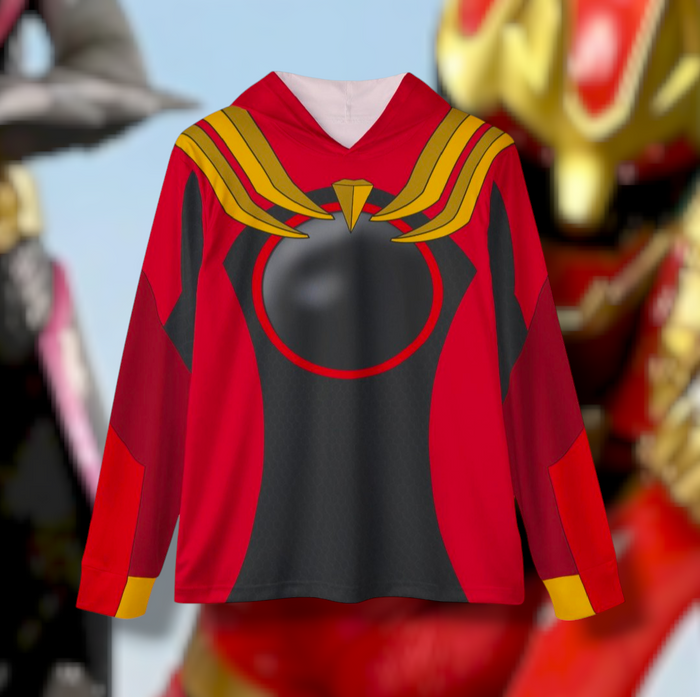 Gozyuger Red Hoodie (Full Print) Super Sentai Custom Lightweight, Breathable, Workout, Pull over, Fitness, Retro