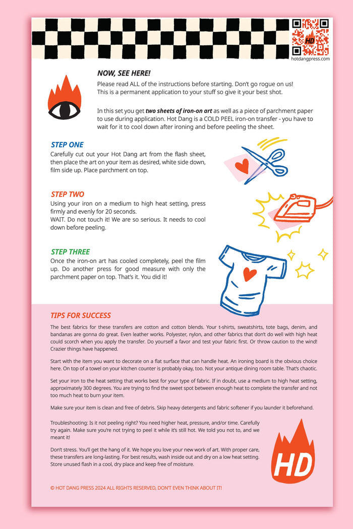 Hot Dang Press Iron-On Art Sheets