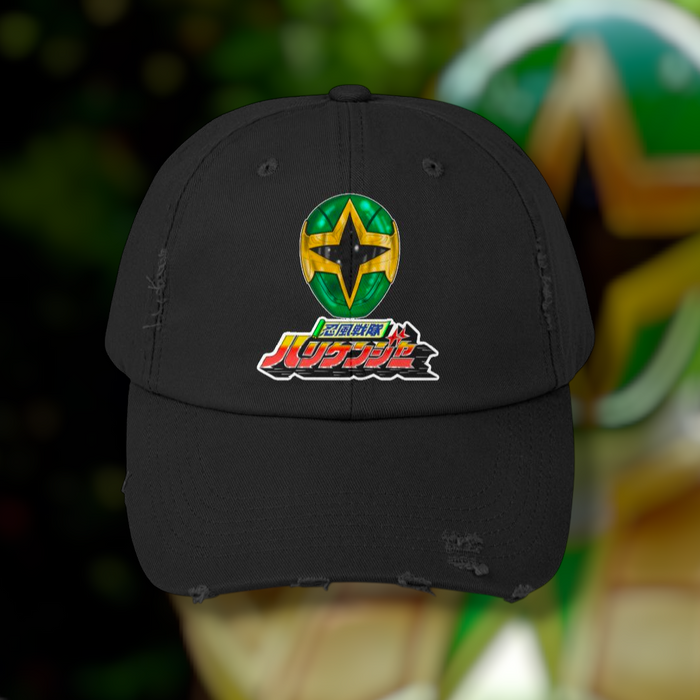 Hurricanenger Green Distressed Hat Super Sentai T Shirt Custom Graphic Art Cosplay Shirts Rangers Retro Vintage 90s
