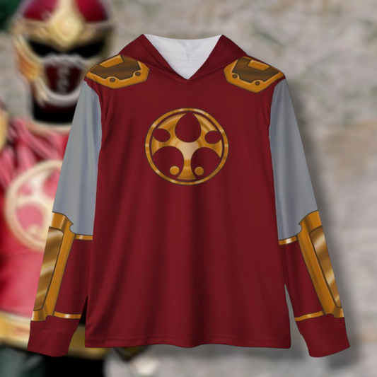 Hurricanger KabutiRaiger Crimson Blue Hoodie (Full Print) Lightweight, Breathable, workout, pull over, fitness Hoodie Super Sentai Custom