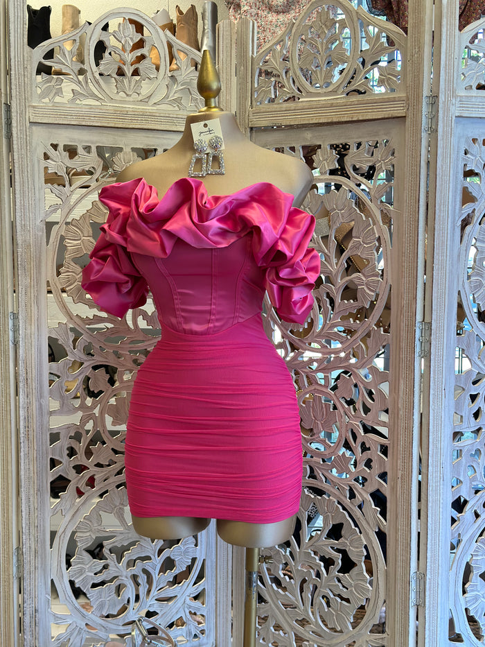 Satin Corset Puff Dress