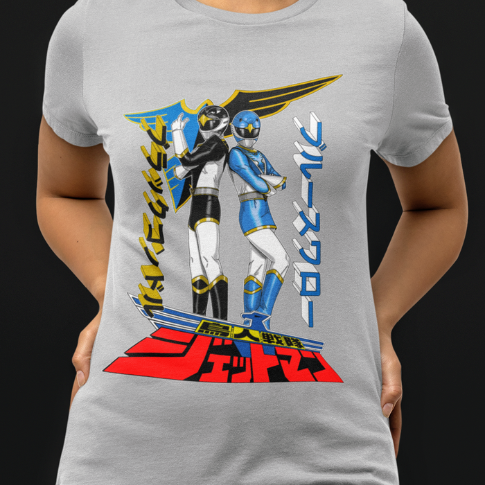 Jetman Black and Blue Condor Tee Custom Graphic Art Cosplay Shirts Rangers Retro Vintage 90s