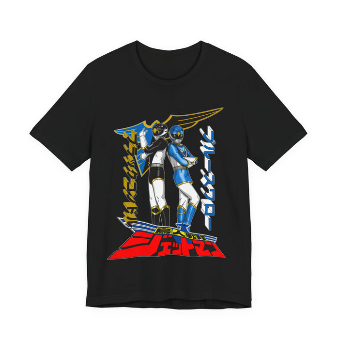 Jetman Black and Blue Condor Tee Custom Graphic Art Cosplay Shirts Rangers Retro Vintage 90s