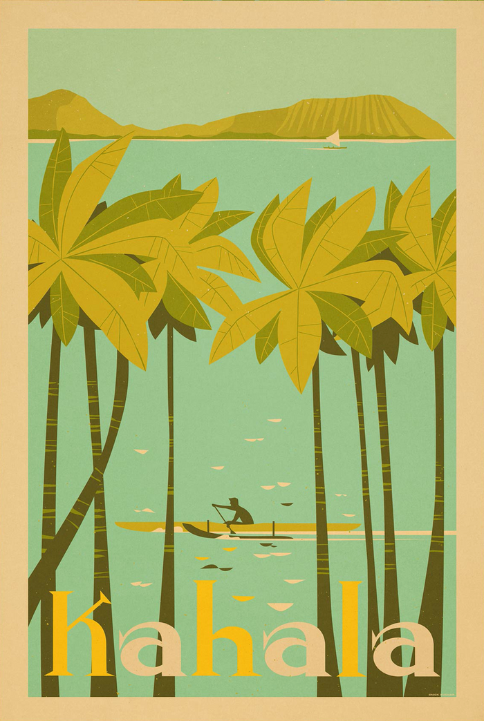 Kahala Travel Print by Nick Kuchar