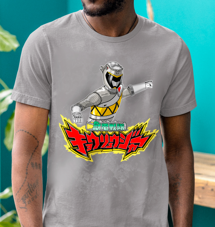 Super Sentai Inspired Kyoryuger / power rangers dino charge T shirt featuring silver ranger