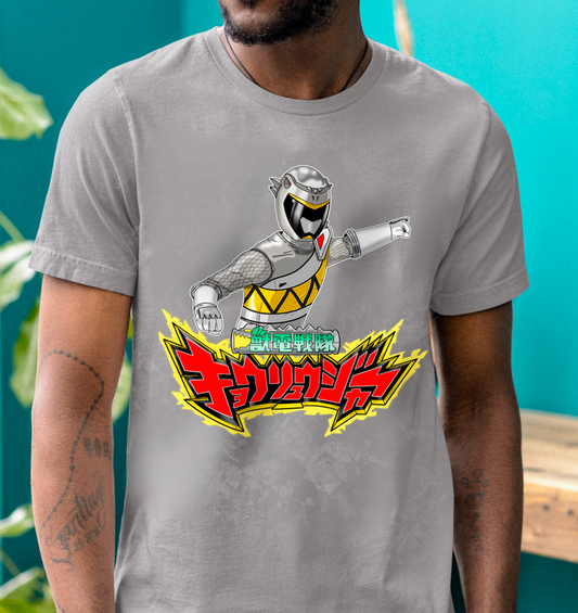 Super Sentai Inspired Kyoryuger / power rangers dino charge T shirt featuring silver ranger