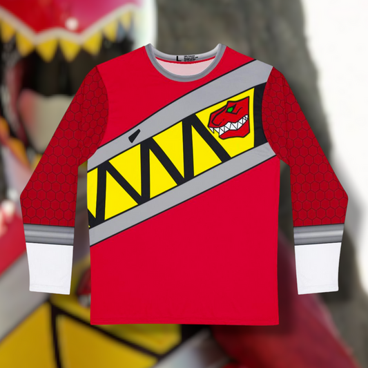 Kyoryuger Red Long Sleeve Shirt (Full Print) Custom Graphic Art Cosplay Shirts Dino Charge Rangers Retro Vintage 90s