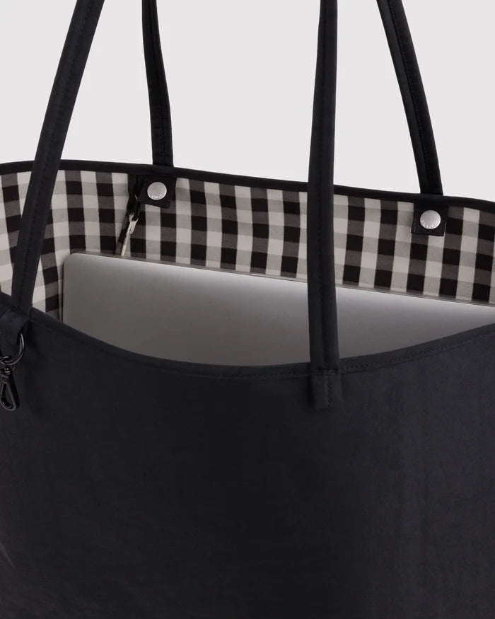 LARGE NYLON REVERSIBLE TOTE - BLACK MIX