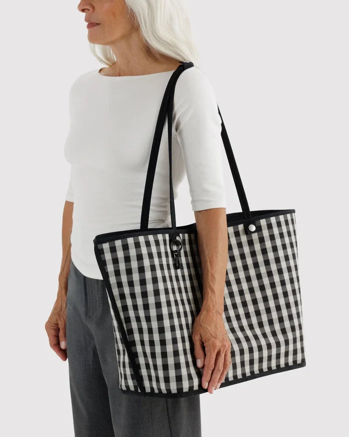LARGE NYLON REVERSIBLE TOTE - BLACK MIX