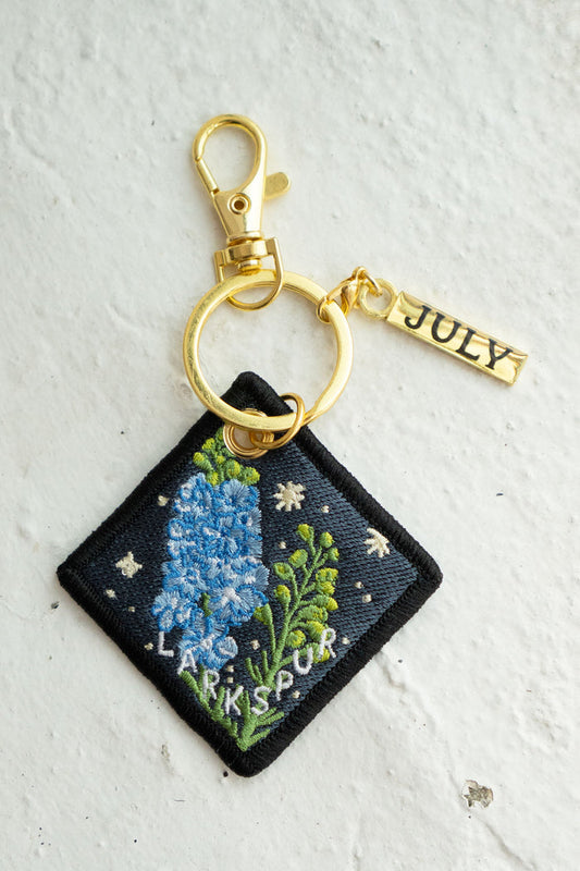 Larkspur - July Birth Flower Keychain