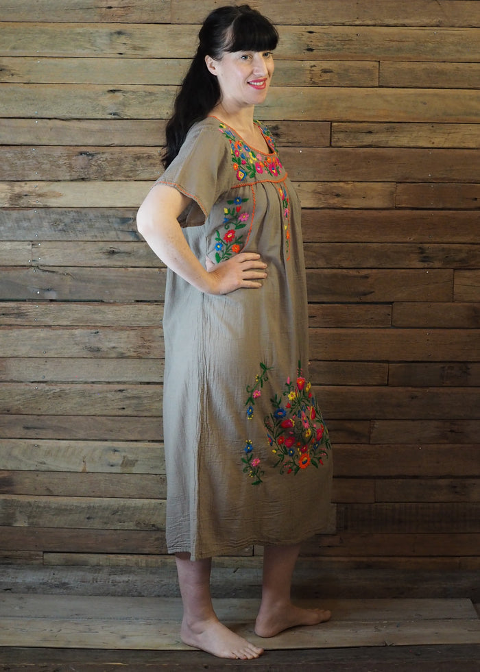 Long Frida Dress Taupe and Brights
