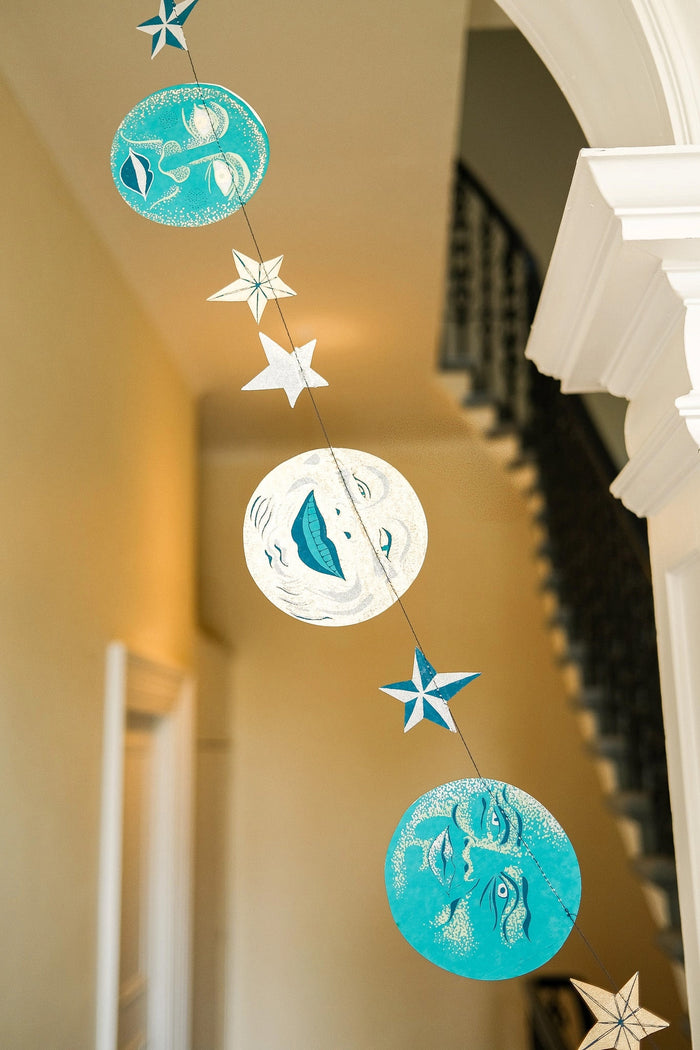 Man on the Moon Screen Printed and Sewn Garland