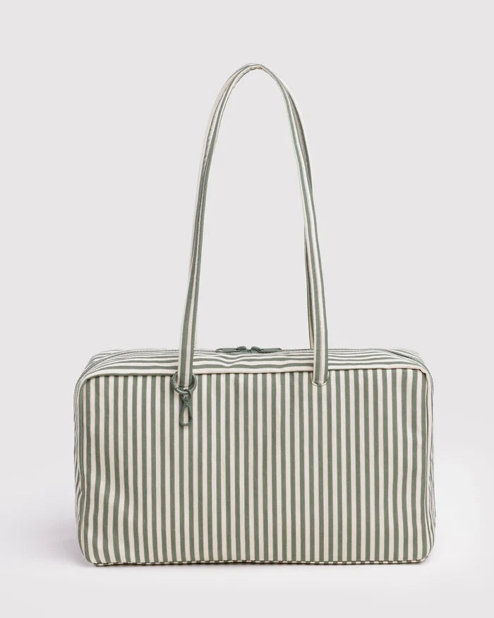 MEDIUM NYLON BOWLER BAG - SAGE STRIPE