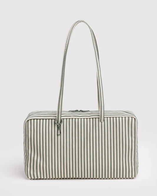 MEDIUM NYLON BOWLER BAG - SAGE STRIPE