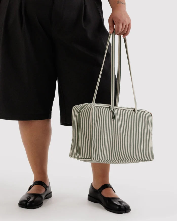 MEDIUM NYLON BOWLER BAG - SAGE STRIPE