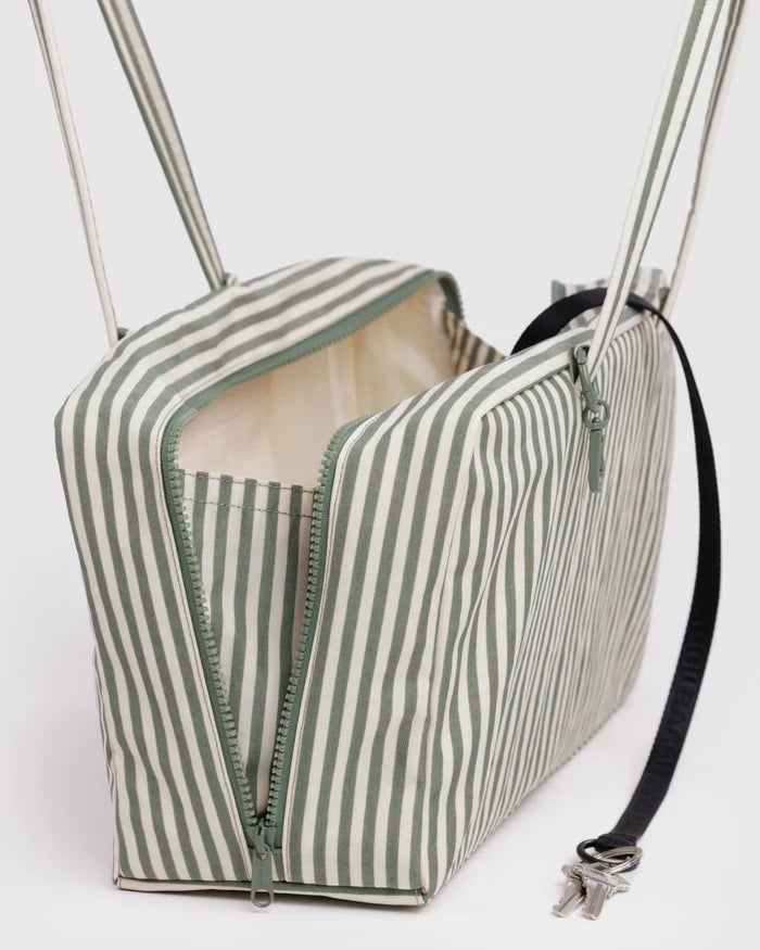MEDIUM NYLON BOWLER BAG - SAGE STRIPE