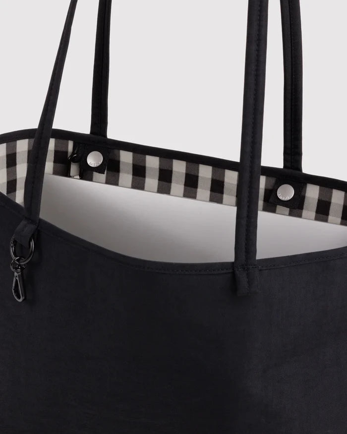 MEDIUM NYLON REVERSIBLE TOTE - BLACK MIX