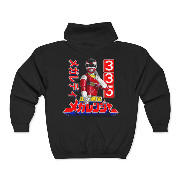 Megaranger MegaRed Full Zip Hoodie Custom Graphic Art Cosplay Shirts Rangers Retro Vintage 90s