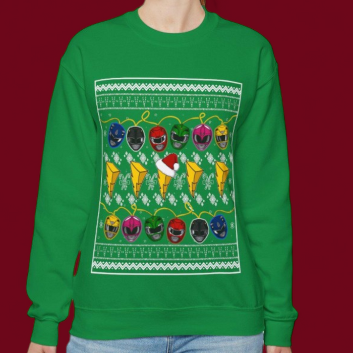 MMPR Ugly Christmas Sweatshirt Custom Graphic Art Cosplay Shirts Rangers Retro Vintage 90s