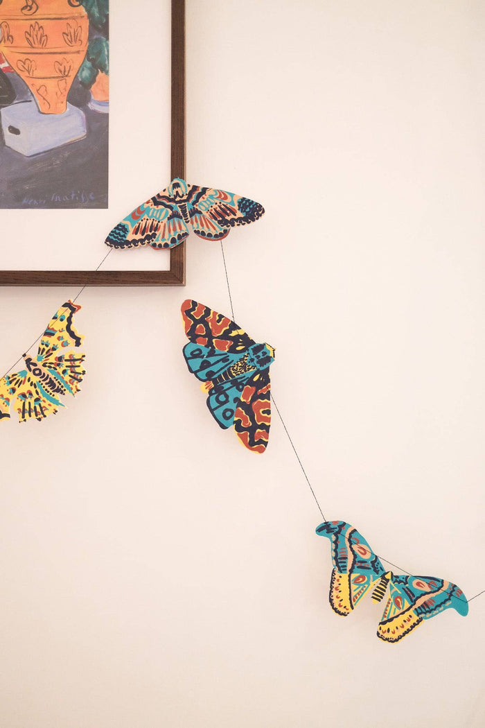 Moths Screen Printed and Sewn Garland