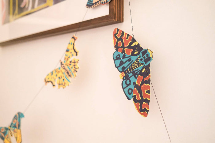 Moths Screen Printed and Sewn Garland