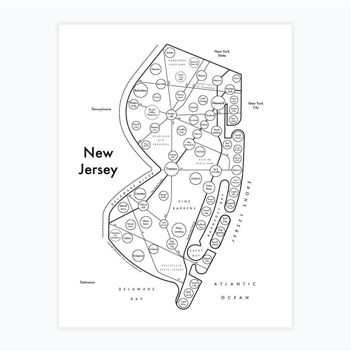 New Jersey Letterpress Print