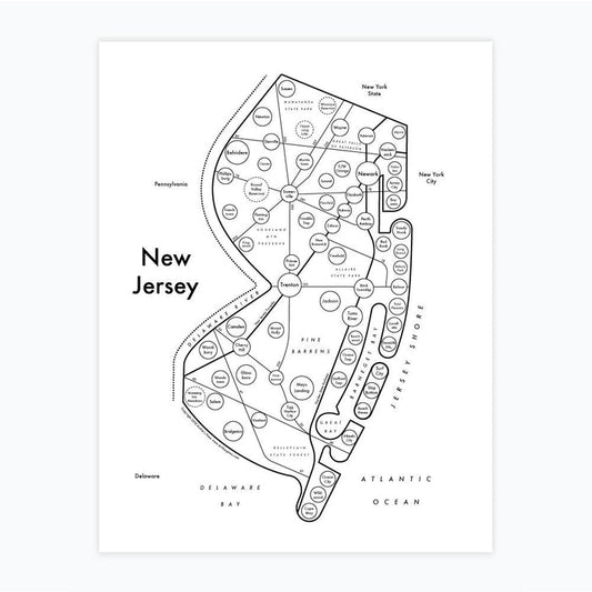 New Jersey Letterpress Print