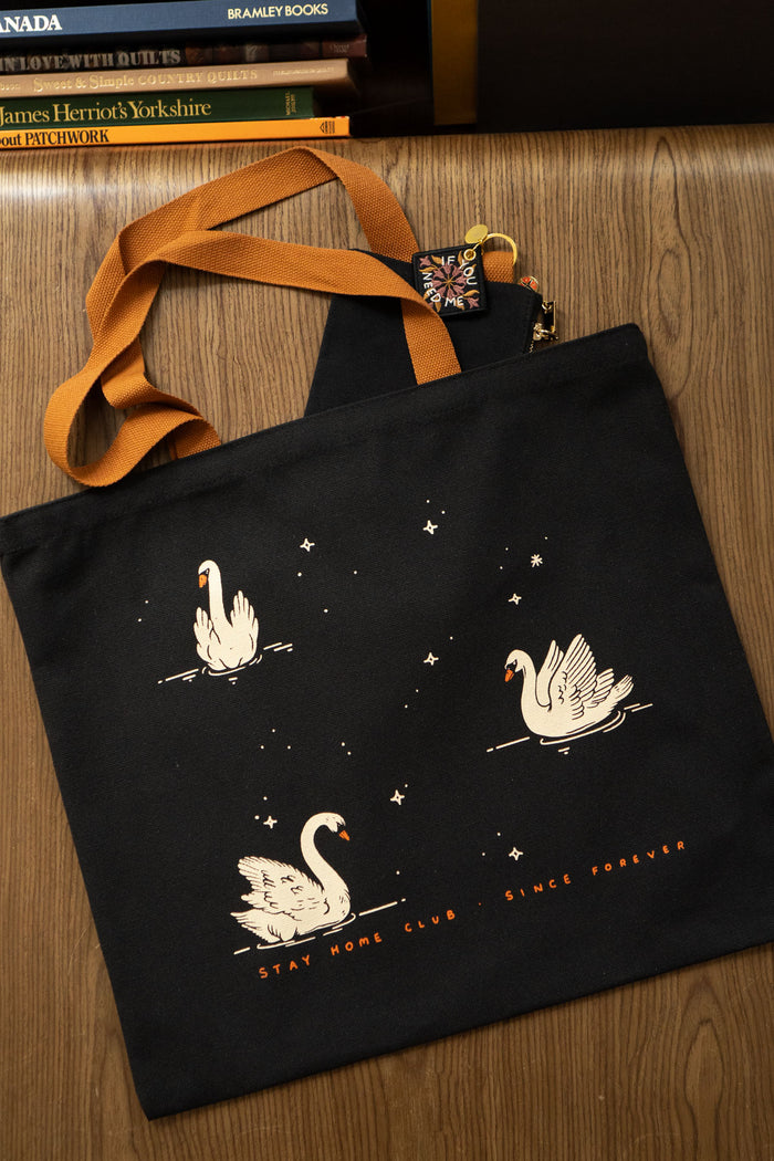 Night Swans Flat Tote